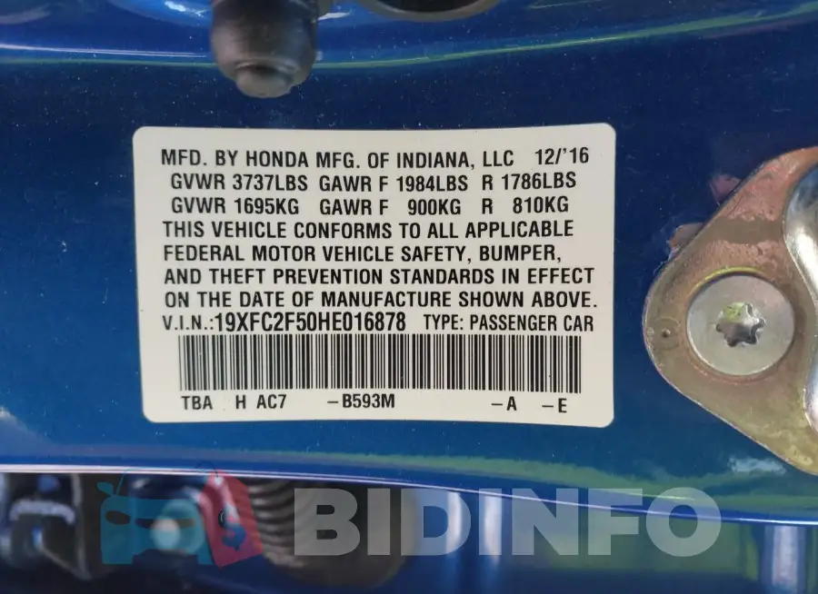 19XFC2F50HE016878 Photo# 9