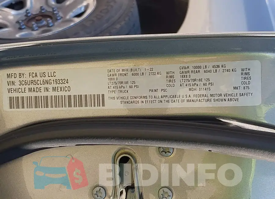 3C6UR5CL6NG193324 Photo# 9