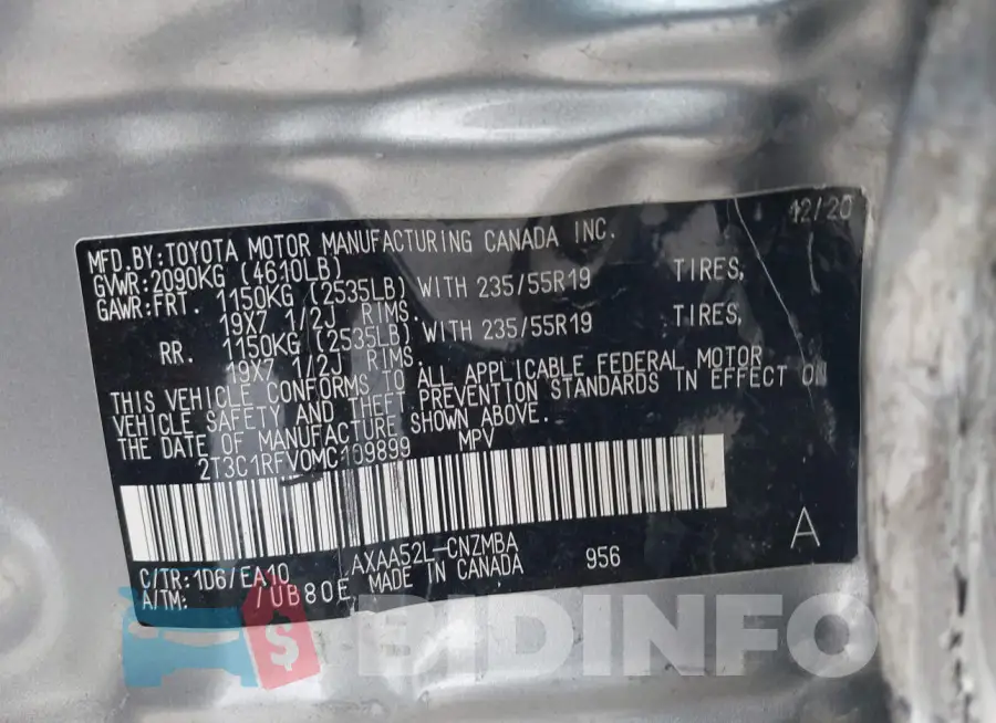 2T3C1RFV0MC109899 Photo# 9
