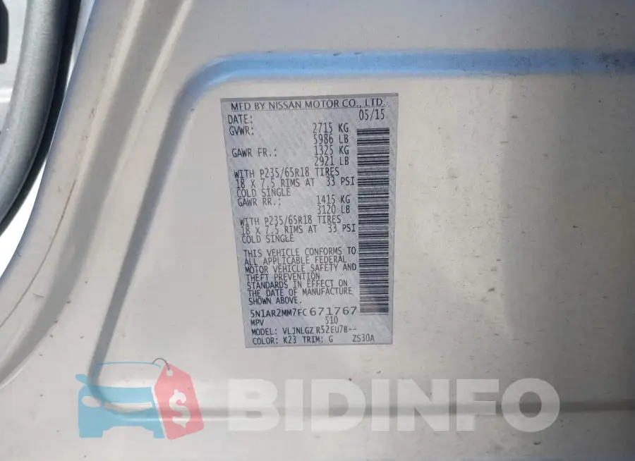 5N1AR2MM7FC671767 Photo# 9