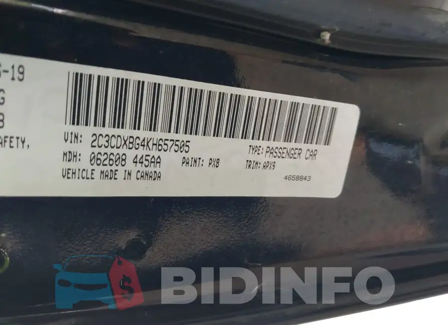 2C3CDXBG4KH657505 Photo# 9