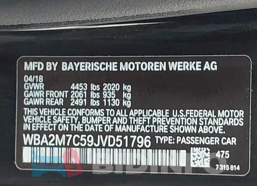 WBA2M7C59JVD51796 Photo# 9