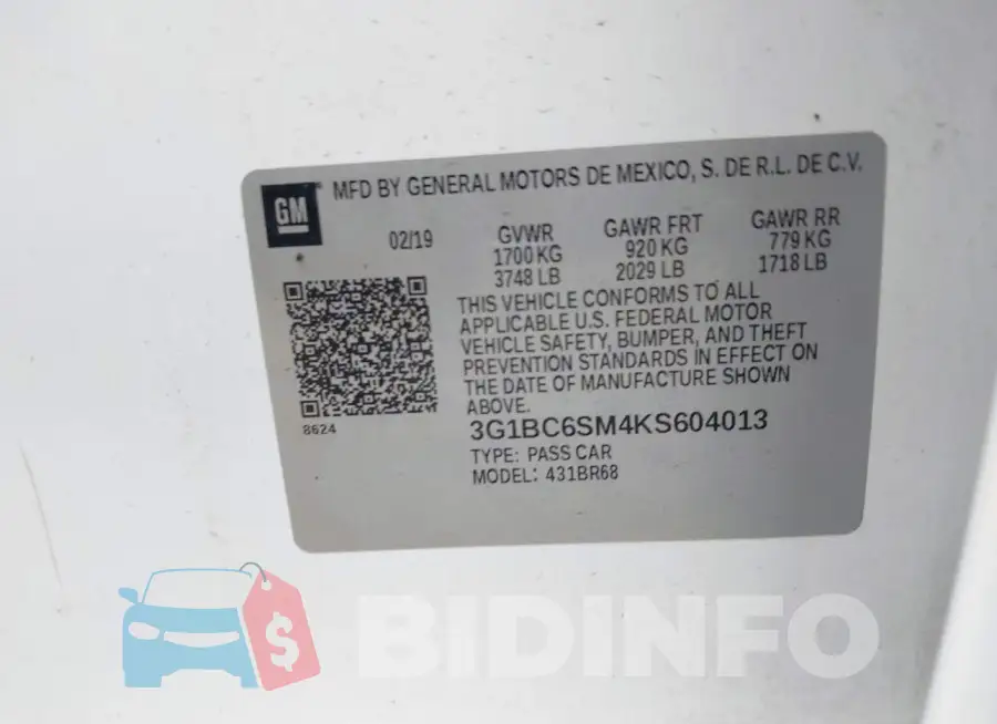 3G1BC6SM4KS604013 Photo# 9