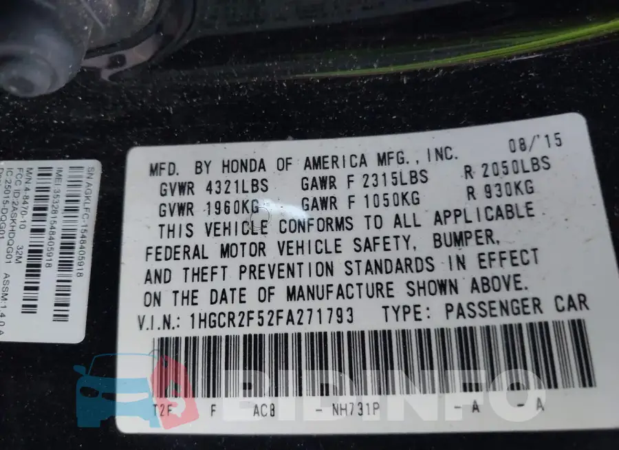 1HGCR2F52FA271793 Photo# 9
