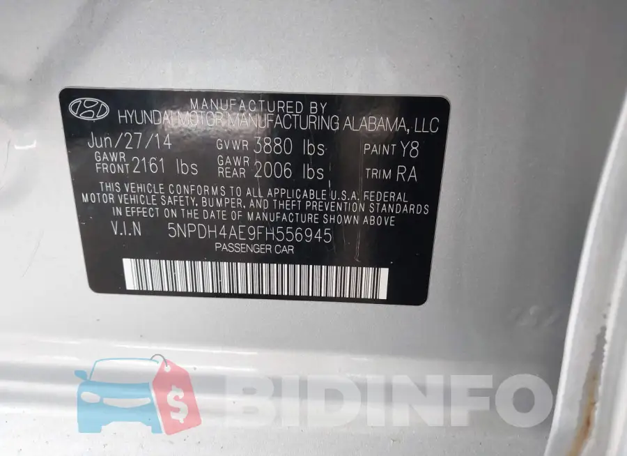 5NPDH4AE9FH556945 Photo# 9