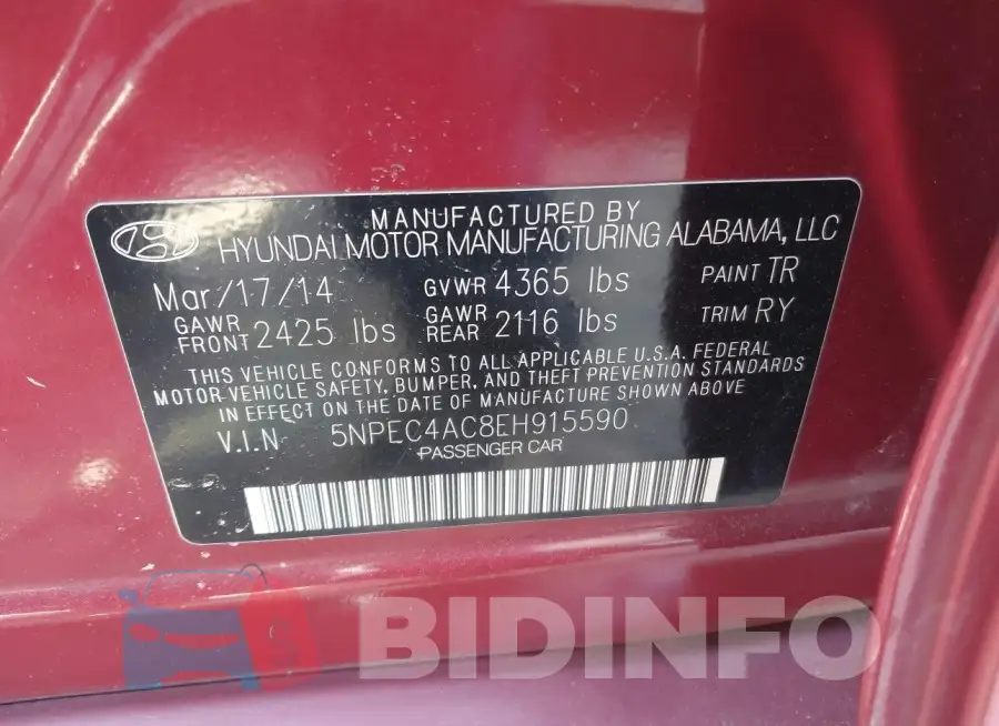 5NPEC4AC8EH915590 Photo# 9