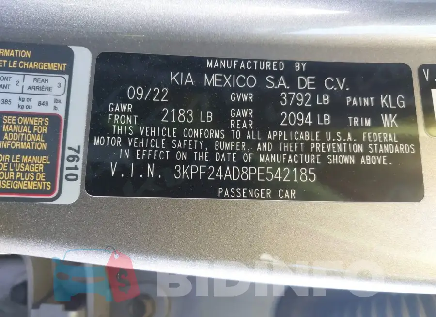 3KPF24AD8PE542185 Photo# 9