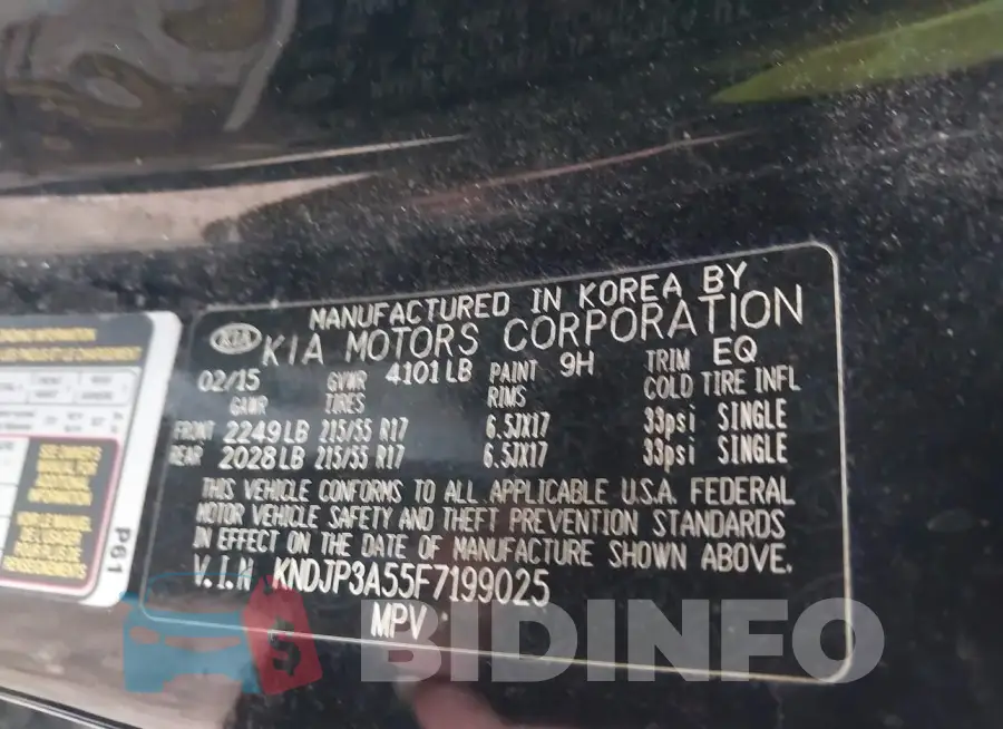 KNDJP3A55F7199025 Photo# 9