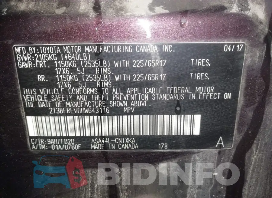 2T3BFREV0HW643116 Photo# 9