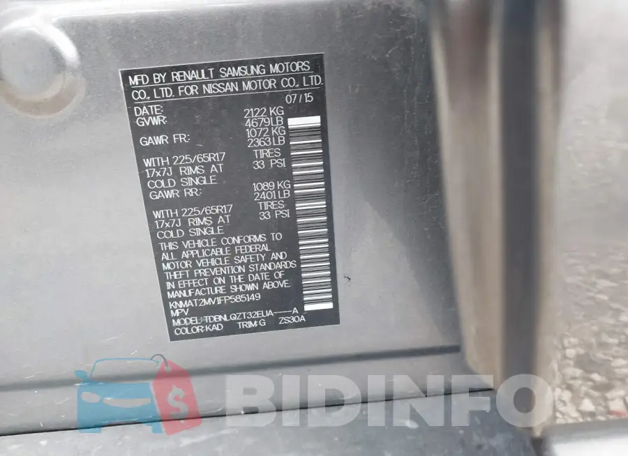 KNMAT2MV1FP585149 Photo# 9