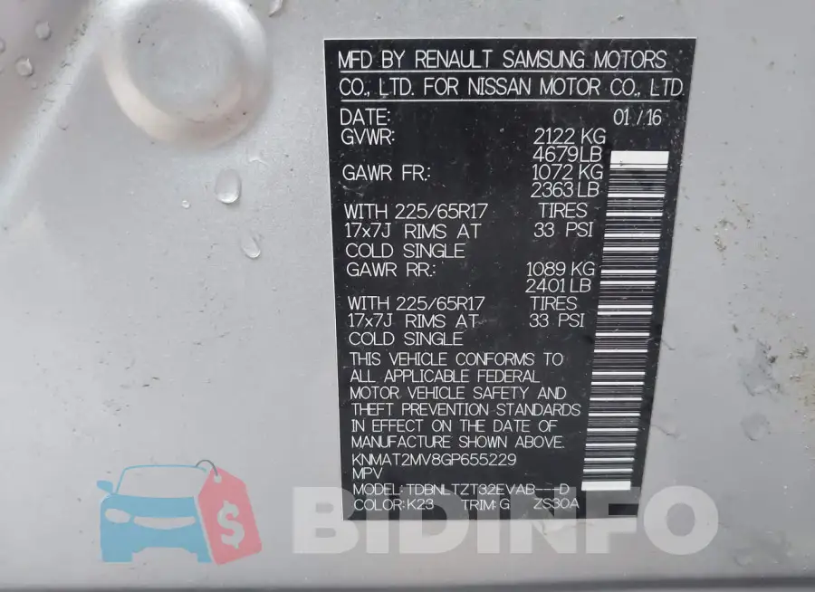 KNMAT2MV8GP655229 Photo# 9