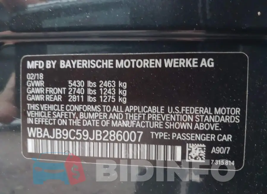 WBAJB9C59JB286007 Photo# 9