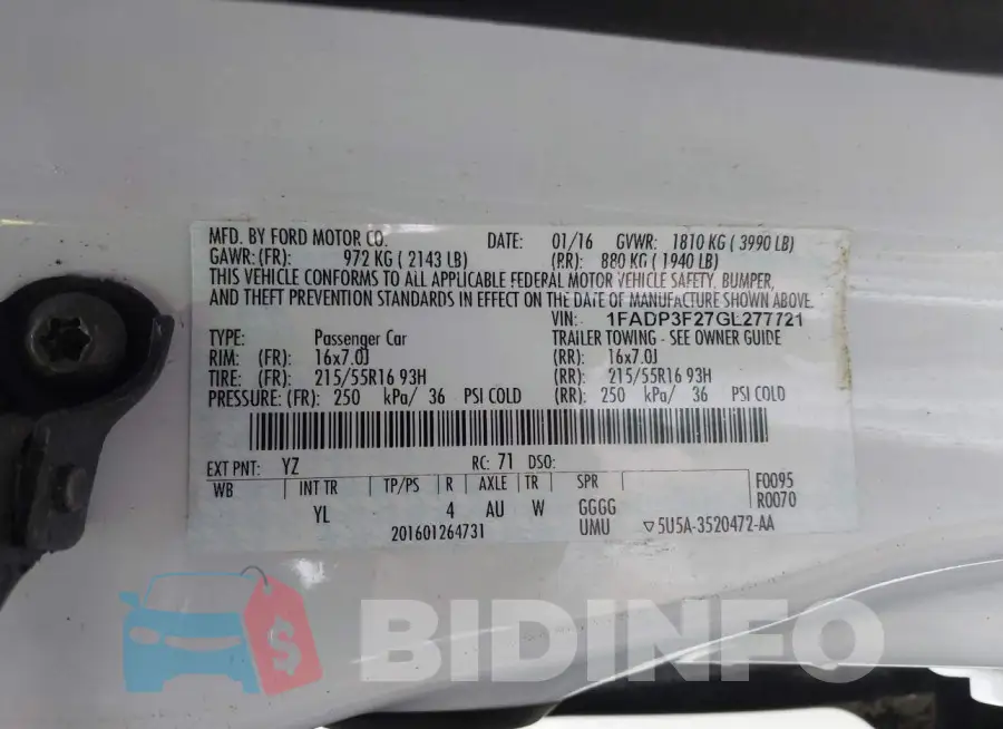 1FADP3F27GL277721 Photo# 9