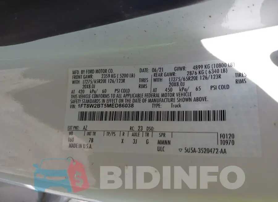 1FT8W2BT5MED86038 Photo# 8