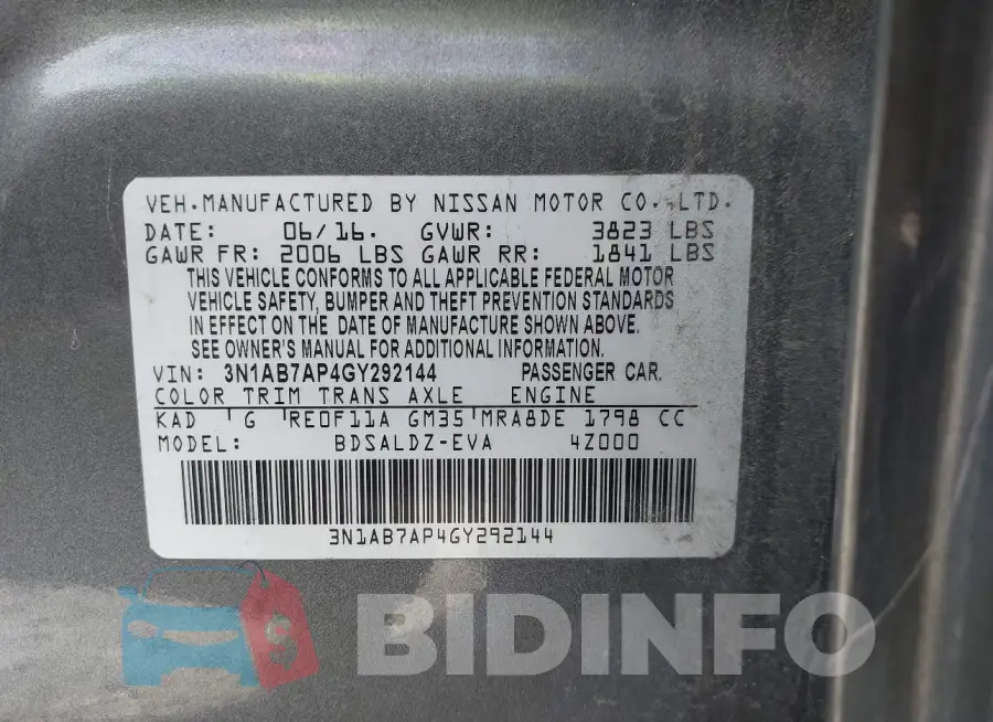 3N1AB7AP4GY292144 Photo# 9
