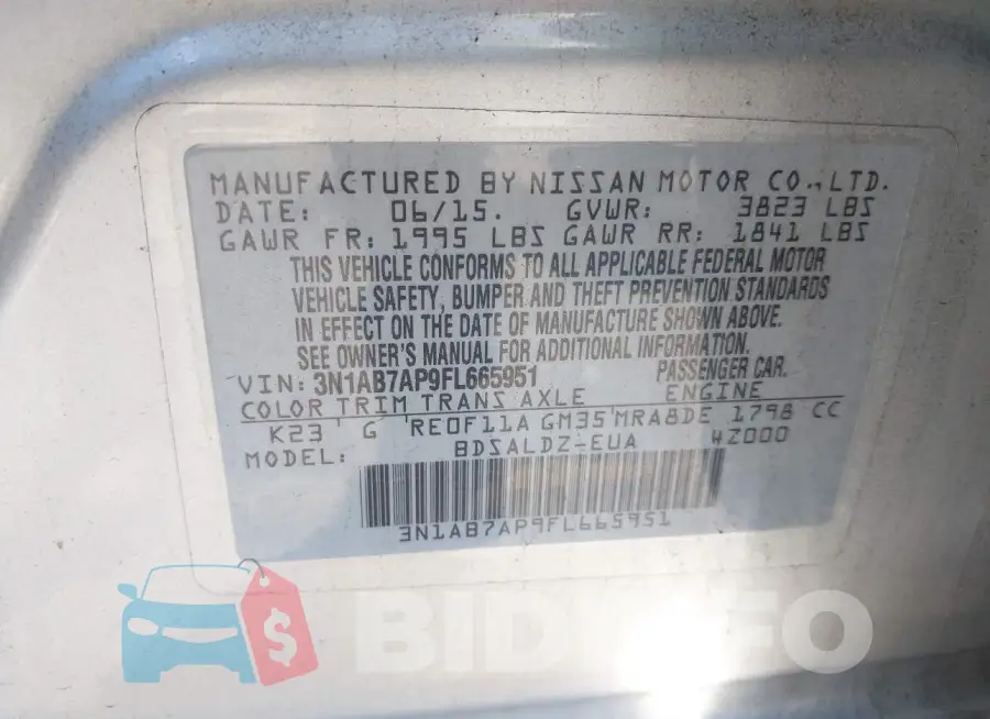 3N1AB7AP9FL665951 Photo# 9