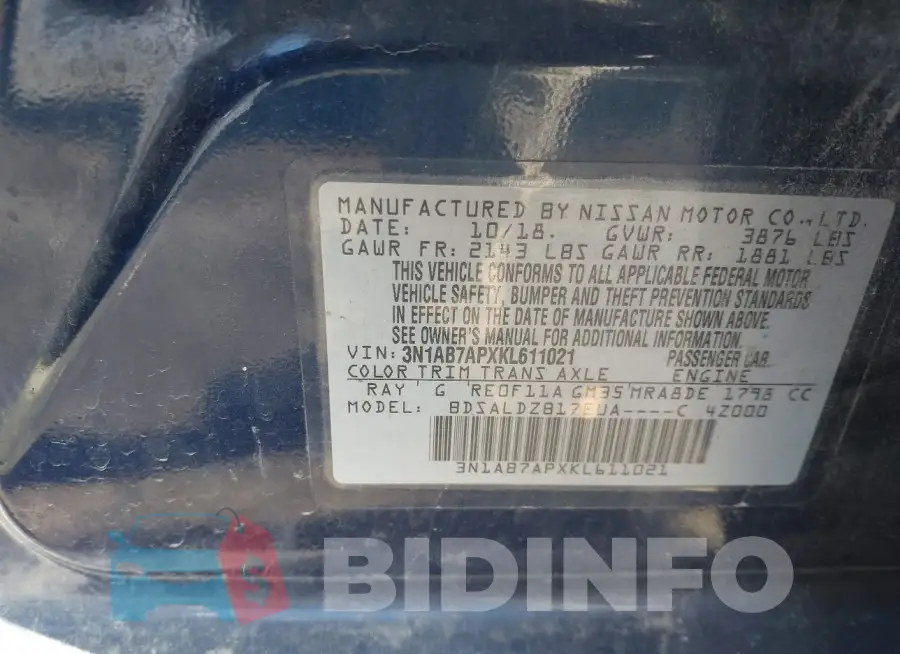 3N1AB7APXKL611021 Photo# 9