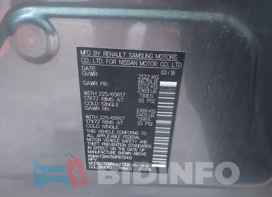 KNMAT2MV5GP672411 Photo# 9