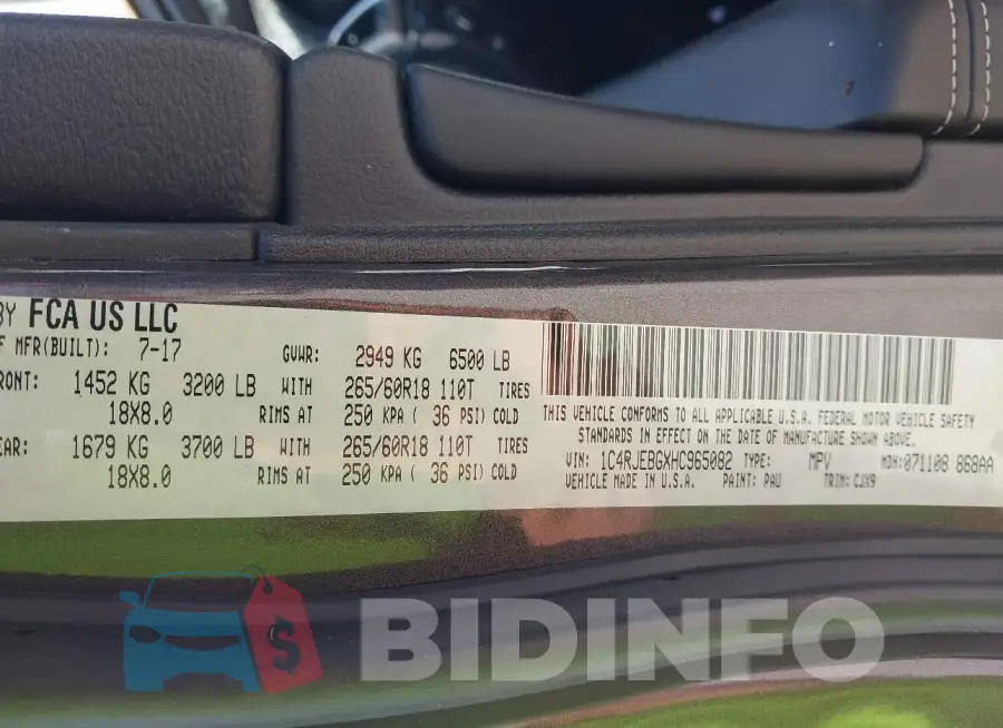 1C4RJEBGXHC965082 Photo# 9