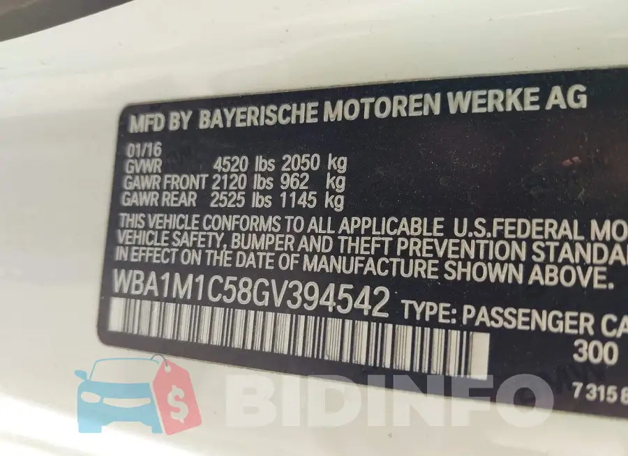 WBA1M1C58GV394542 Photo# 9
