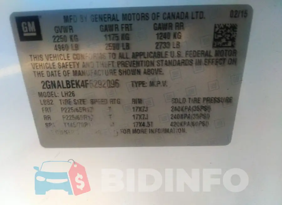 2GNALBEK4F6292096 Photo# 9
