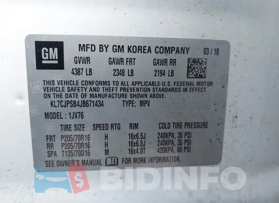 KL7CJPSB4JB671434 Photo# 9
