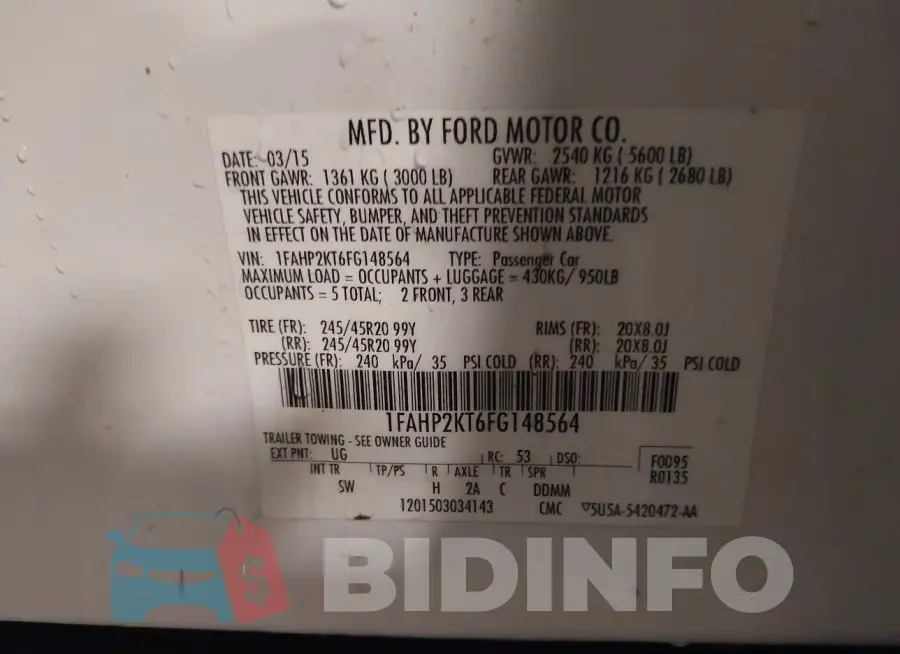 1FAHP2KT6FG148564 Photo# 9