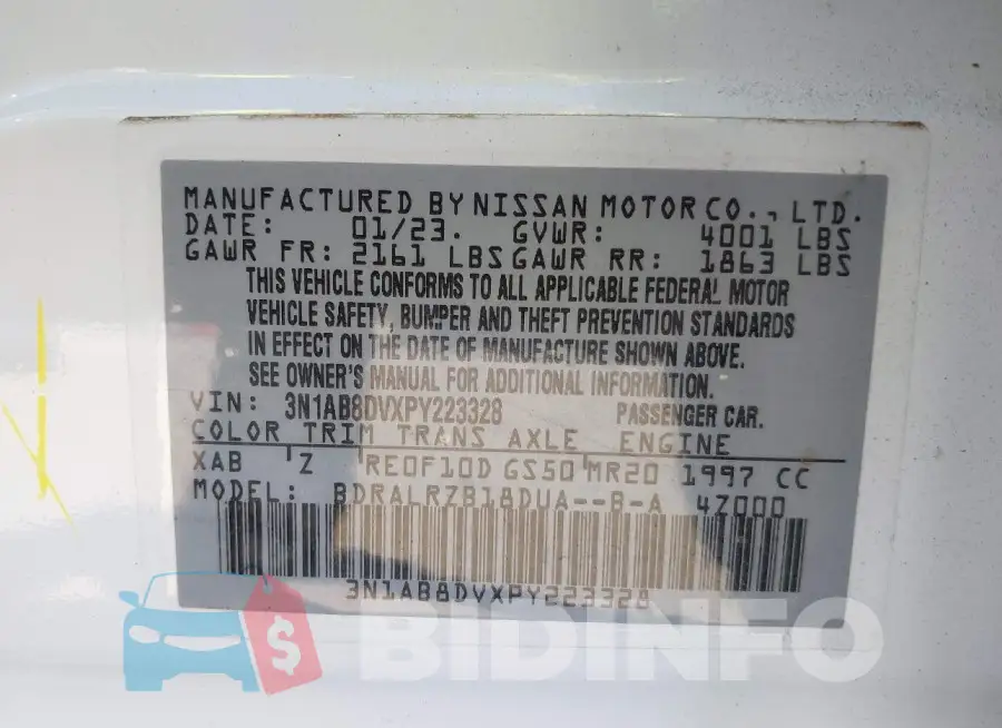 3N1AB8DVXPY223328 Photo# 9