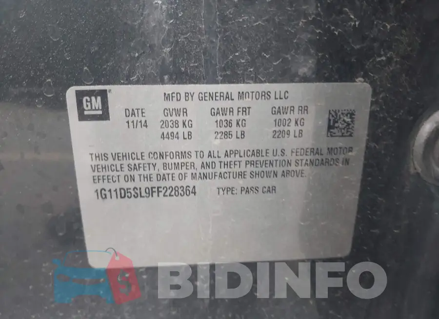 1G11D5SL9FF228364 Photo# 9