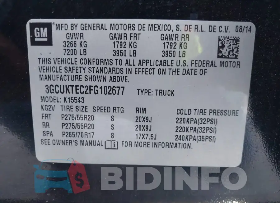 3GCUKTEC2FG102677 Photo# 9