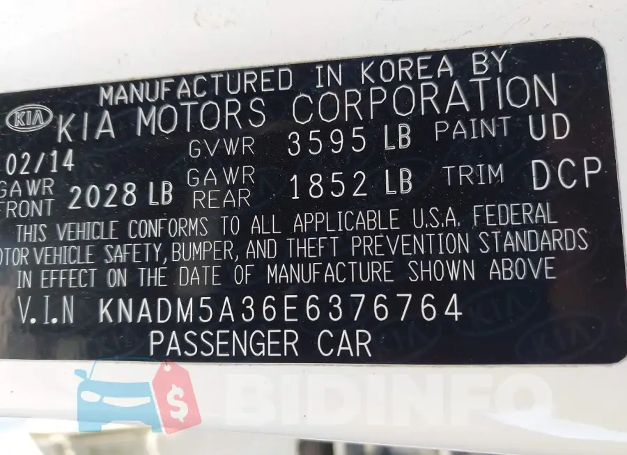 KNADM5A36E6376764 Photo# 9