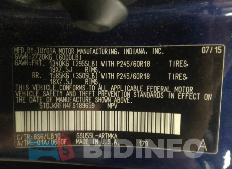 5TDJKRFH4FS189659 Photo# 9