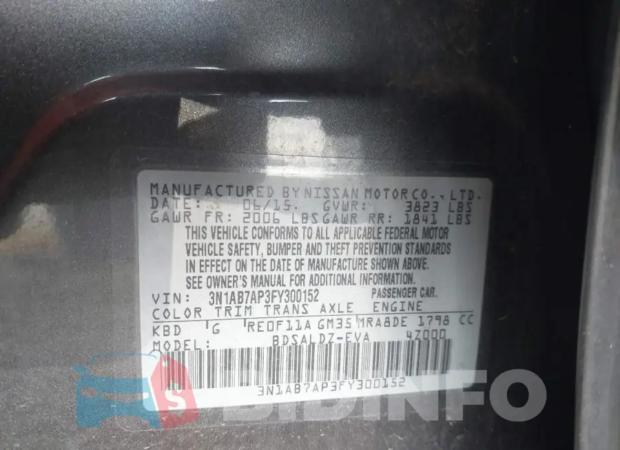 3N1AB7AP3FY300152 Photo# 9