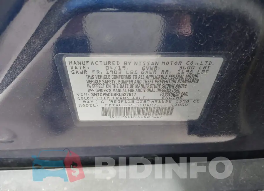 3N1CP5CU4KL527617 Photo# 9
