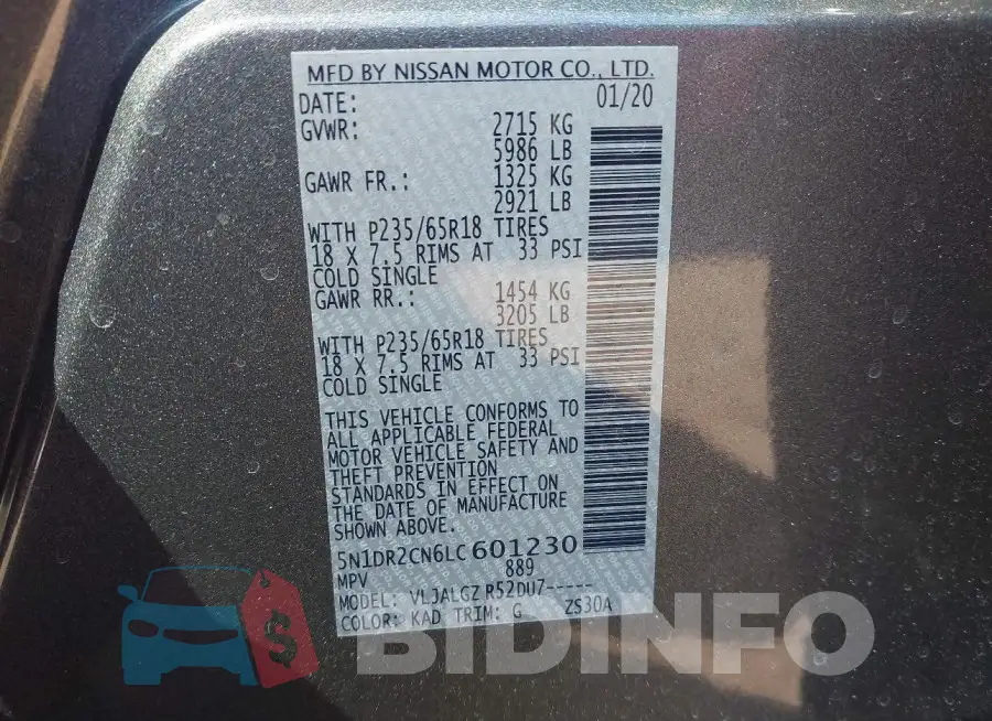 5N1DR2CN6LC601230 Photo# 9