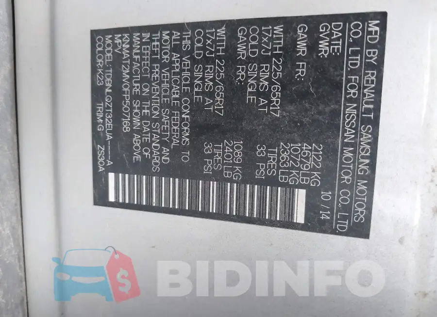 KNMAT2MV0FP507168 Photo# 9