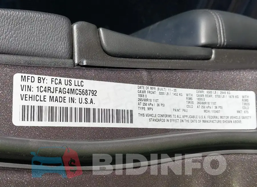 1C4RJFAG4MC568792 Photo# 9