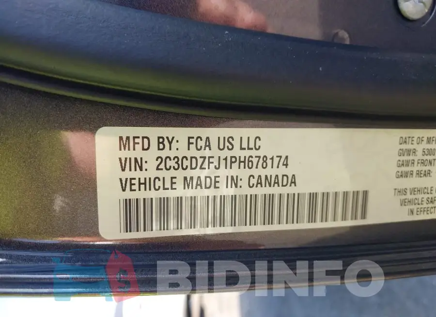2C3CDZFJ1PH678174 Photo# 9
