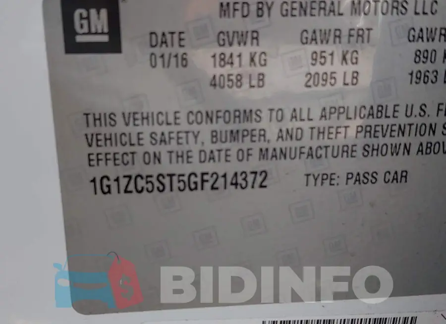 1G1ZC5ST5GF214372 Photo# 9