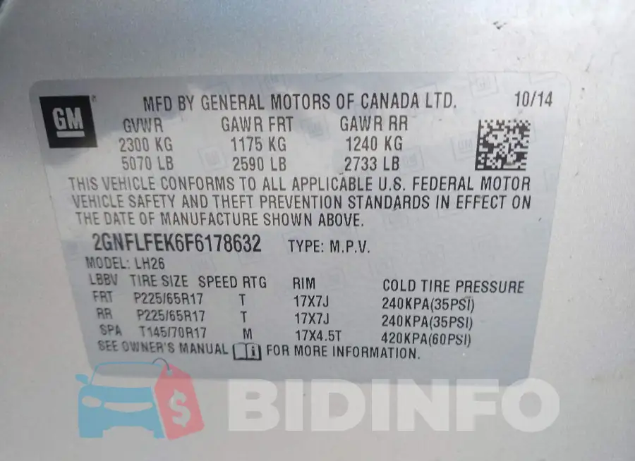 2GNFLFEK6F6178632 Photo# 9