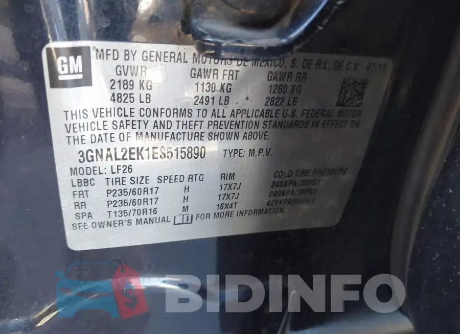 3GNAL2EK1ES515890 Photo# 9
