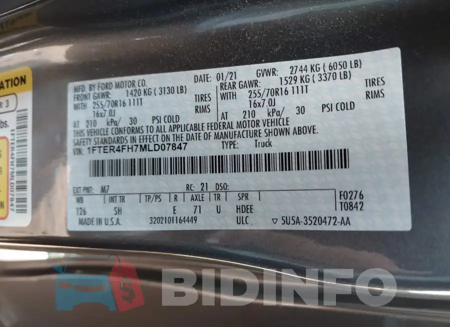 1FTER4FH7MLD07847 Photo# 9