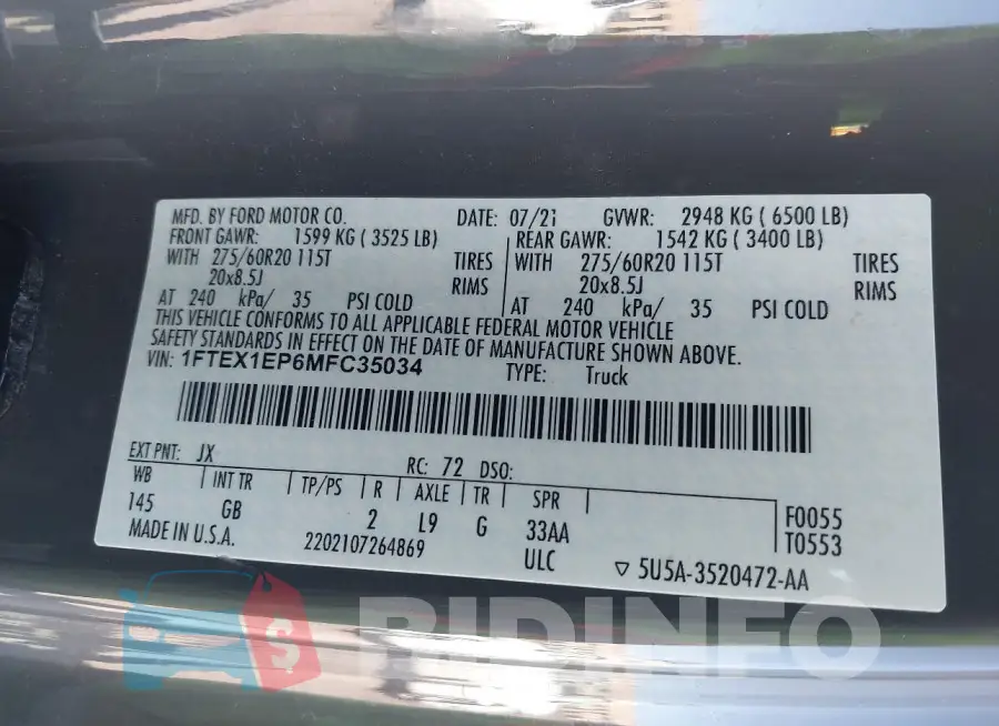 1FTEX1EP6MFC35034 Photo# 9
