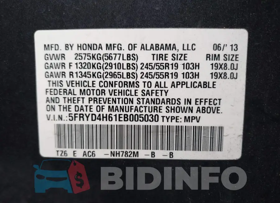 5FRYD4H61EB005030 Photo# 9