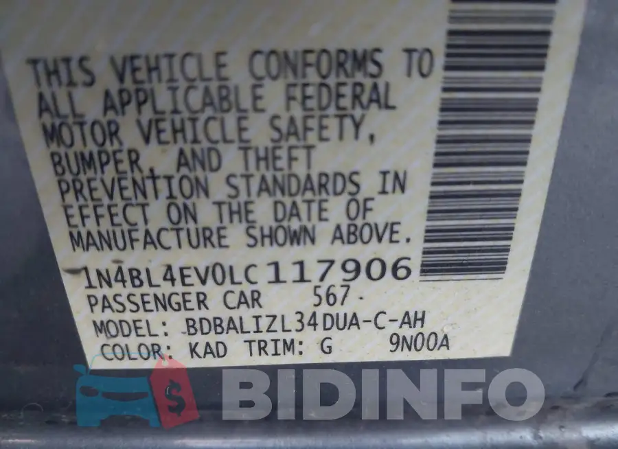 1N4BL4EV0LC117906 Photo# 9