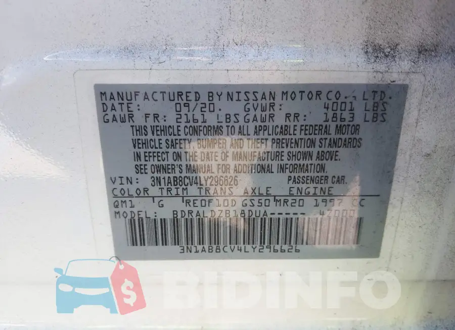 3N1AB8CV4LY296626 Photo# 9