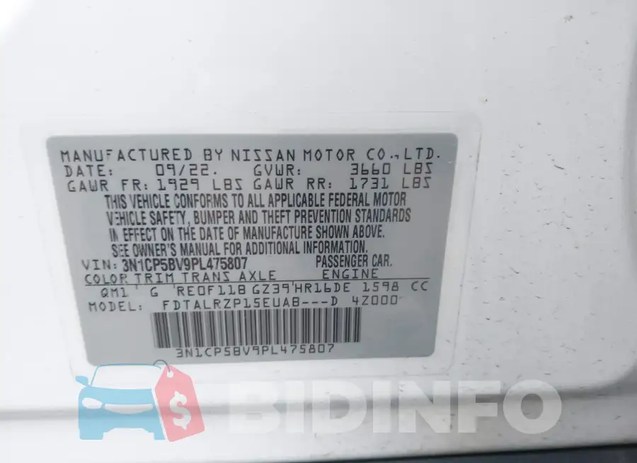 3N1CP5BV9PL475807 Photo# 9