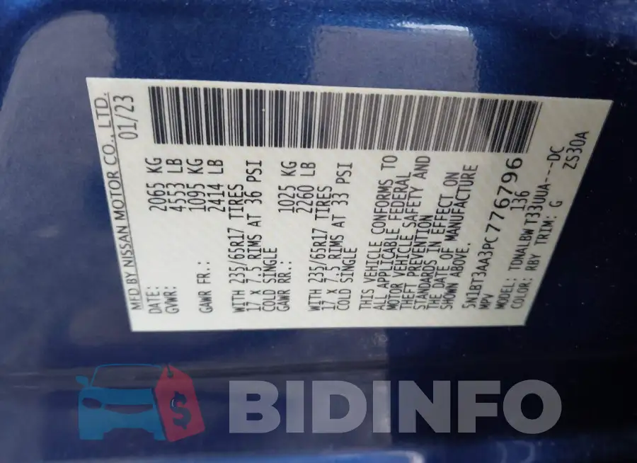 5N1BT3AA3PC776796 Photo# 9