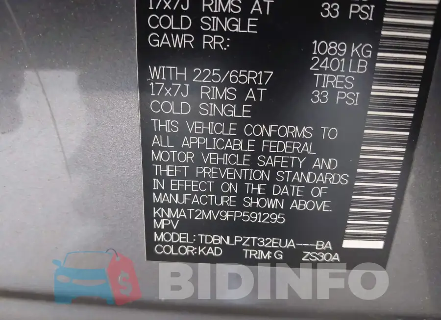 KNMAT2MV9FP591295 Photo# 9