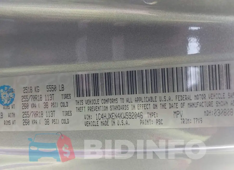 1C4HJXEN4KW592046 Photo# 9